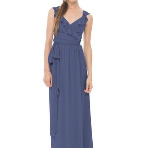 Joanna August Ruffle Wrap Dress Navy XS